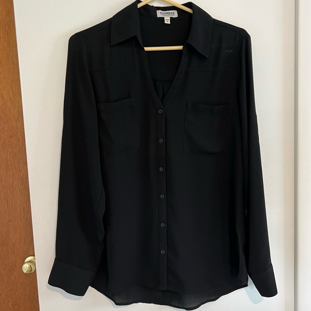 Express portofino shirt, black, long sleeve, size M
